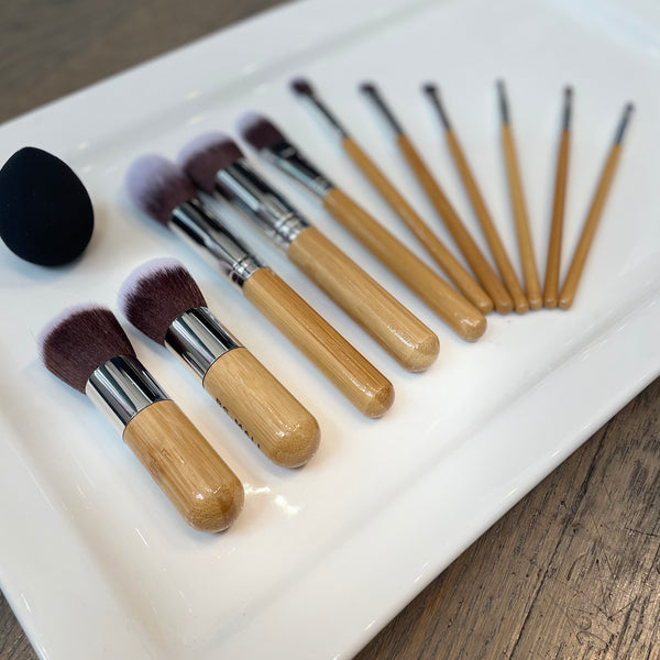 11pc Bamboo Makeup Brush Set