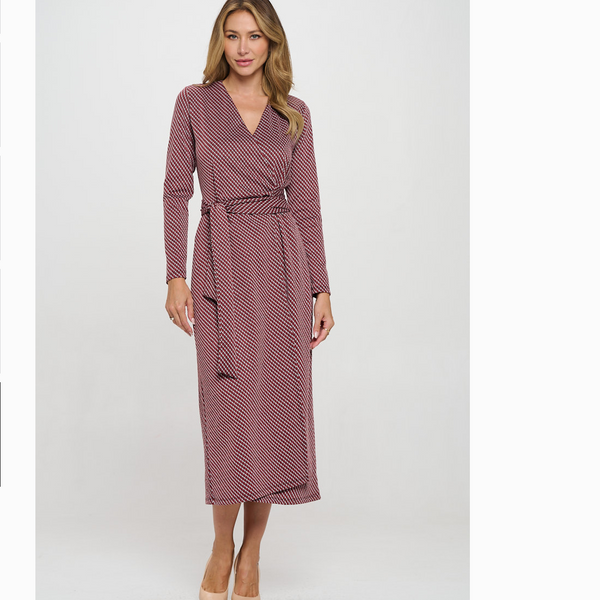 Brushed Knit Jersey Wrap Dress