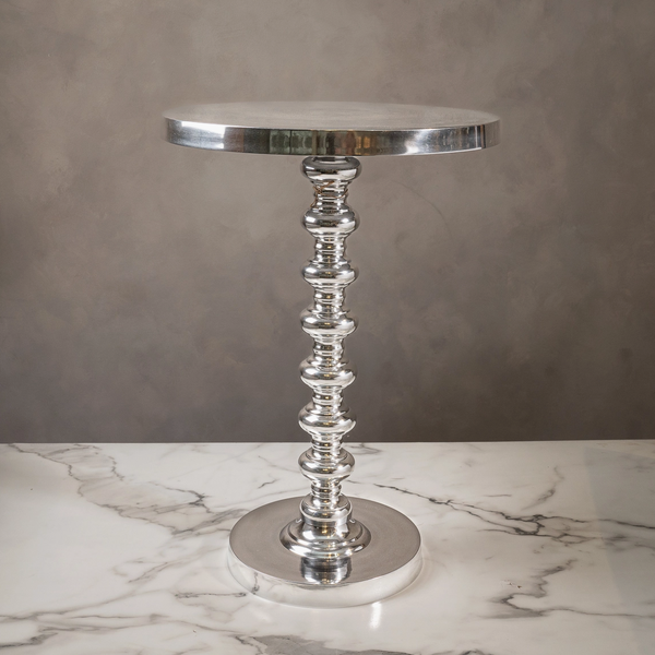 Polished Aluminum Side Table, In-store pick up only